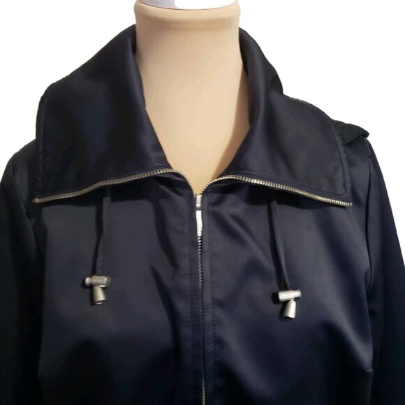 Dennis Basso Womens Hooded Jacket Black Full Zip Size Small Santiny - Picture 2 of 11